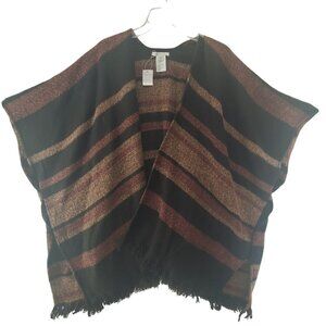 100.  American Eagle NWT Women's Boho Casual Knit Poncho Shawl Striped One Size